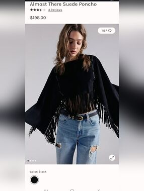 Free People Almost There Suede Poncho M/L